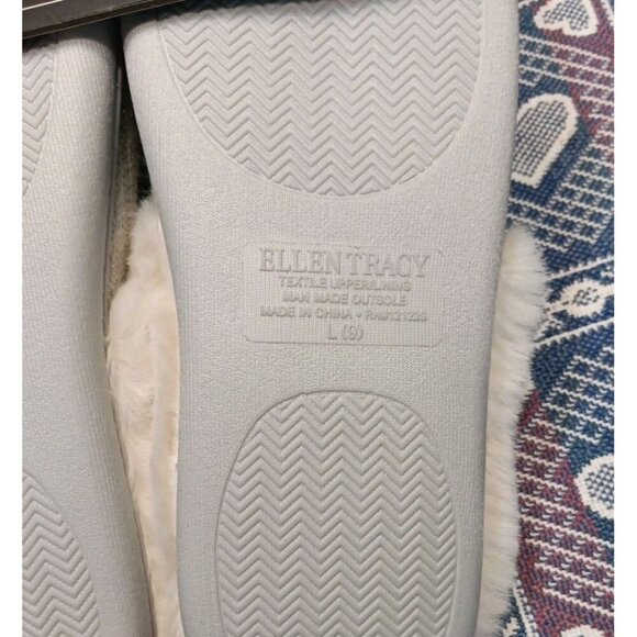 ELLEN TRACY Women’s Size 9M/L Grey &‎ Sparkles Slippers W/Memory Foam & Fur NWT - Picture 5 of 6